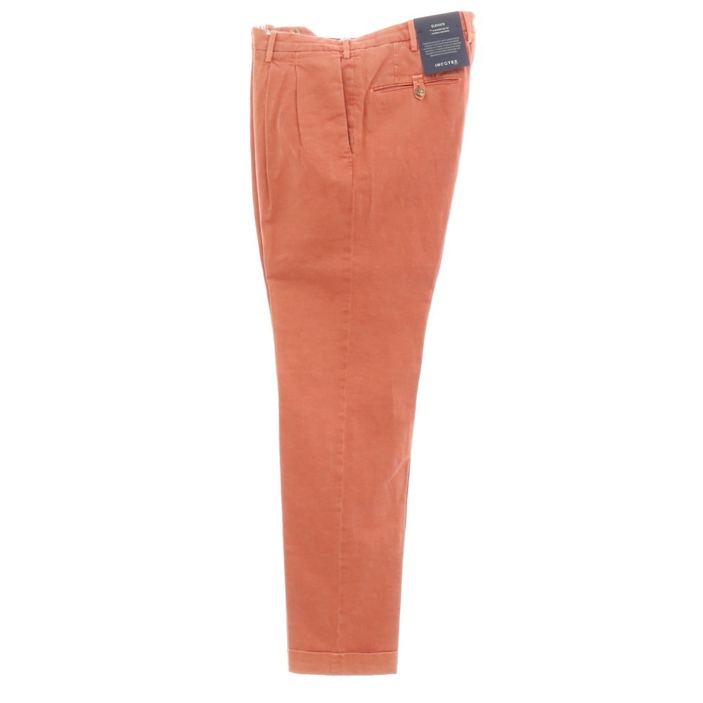 【新品アウトレット】インコテックス スローウェア INCOTEX SLOWEAR ELEVATE ストレッチコットンリネン カジュアルスラックスパンツ ピンクオレンジ【 48L 】【 状態ランクN- 】【 メンズ 】