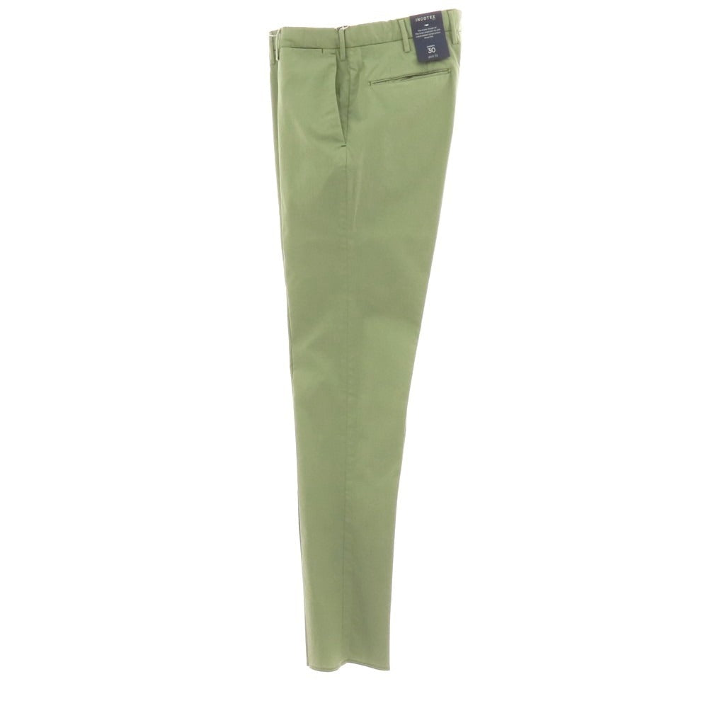 【新品アウトレット】インコテックス スローウェア INCOTEX SLOWEAR 30型 slim fit コットンポリエステル カジュアルスラックスパンツ セージグリーン系【 50 】【 状態ランクN- 】【 メンズ 】