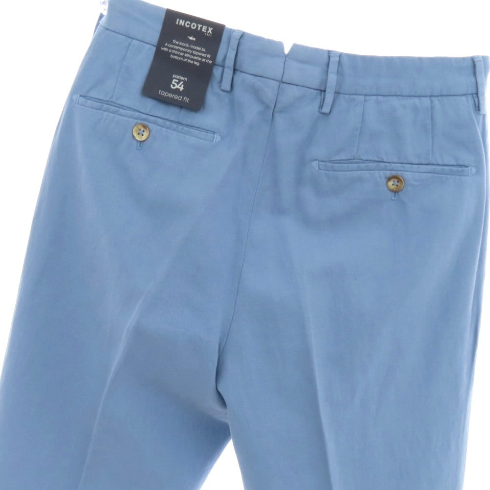 【新品】インコテックス スローウェア INCOTEX SLOWEAR 54型 tapered fit コットンリネン カジュアルスラックスパンツ ライトブルー【 44L 】【 状態ランクN 】【 メンズ 】