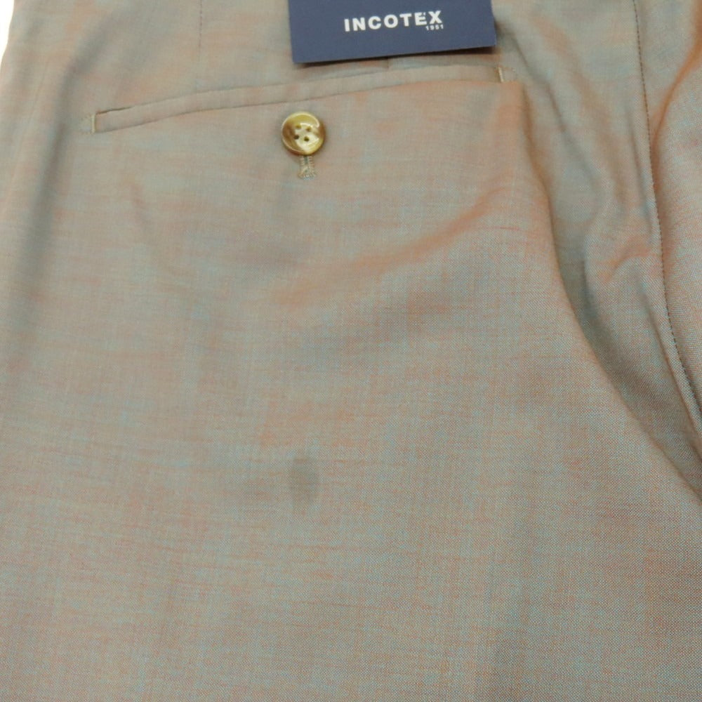【新品アウトレット】インコテックス スローウェア INCOTEX SLOWEAR 54型 tapered fit ウール ドレススラックスパンツ ブルーグリーンxオレンジ【 48 】【 状態ランクN- 】【 メンズ 】