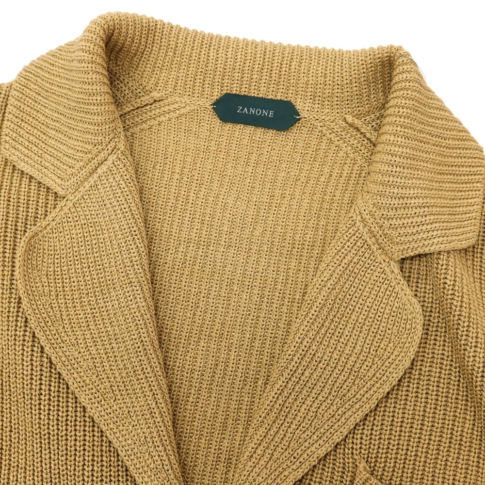 【新品】ザノーネ ZANONE コットン リブニット カーディガン ジャケット ベージュ【 48 】【 状態ランクN 】【 メンズ 】