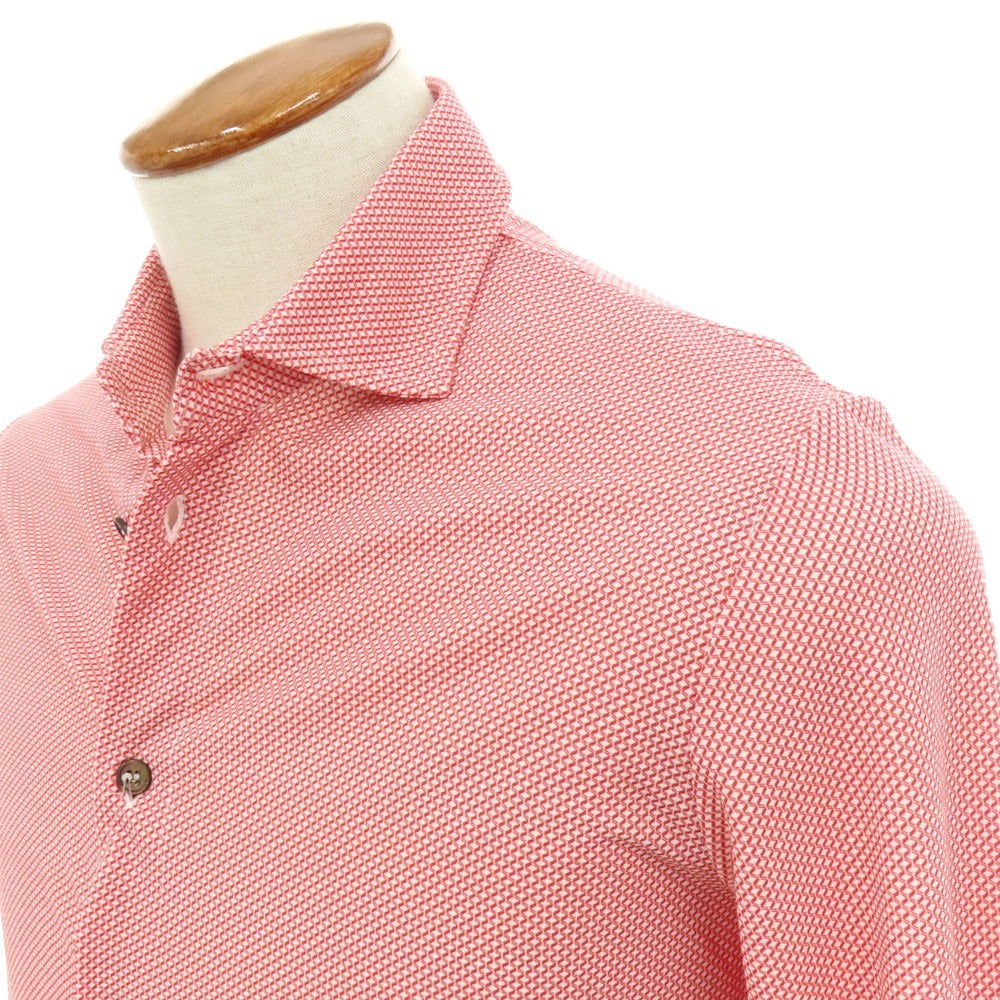 【新品】ザノーネ ZANONE アイスコットン ワイドカラー カジュアルシャツ レッドxホワイト【 46 】【 状態ランクN 】【 メンズ 】