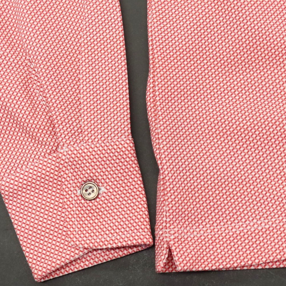 【新品】ザノーネ ZANONE アイスコットン ワイドカラー カジュアルシャツ レッドxホワイト【 46 】【 状態ランクN 】【 メンズ 】