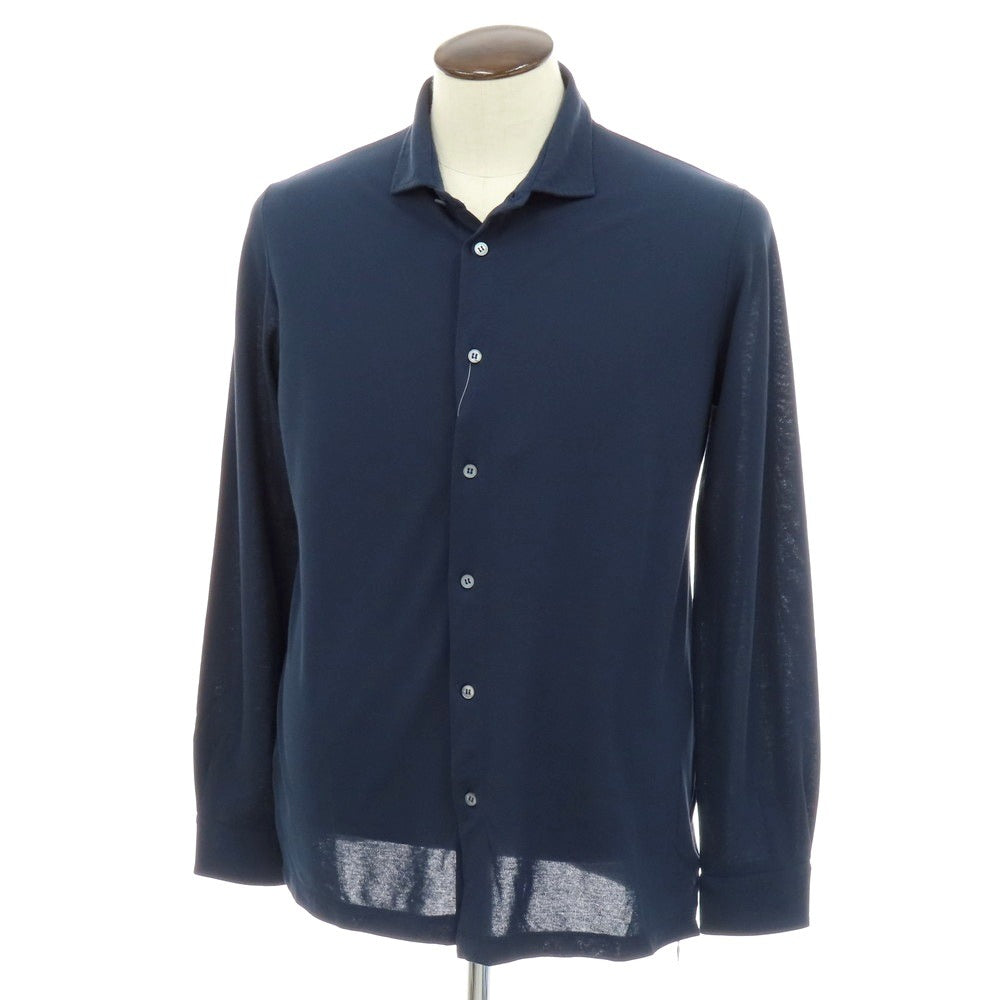 【新品】ザノーネ ZANONE アイスコットン ワイドカラー カジュアルシャツ ネイビー【 54 】【 状態ランクN 】【 メンズ 】