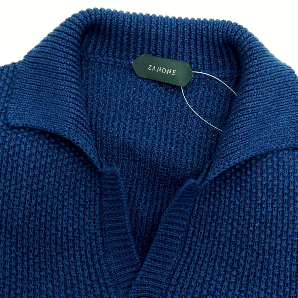 【新品】ザノーネ ZANONE リネンコットン スキッパー 半袖 ポロニット セルリアンブルー【サイズ50】【 状態ランクN 】【 メンズ 】