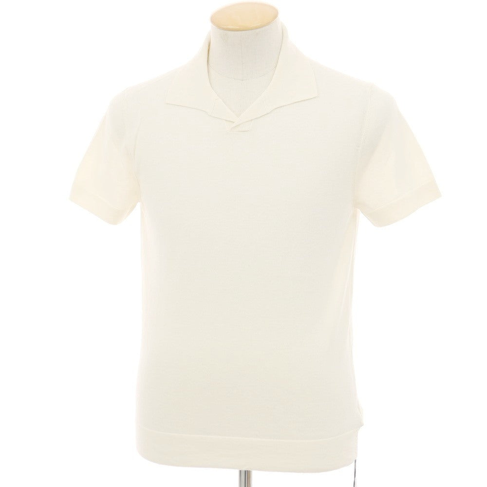 【新品】ザノーネ ZANONE ハイゲージ コットンシルク スキッパー 半袖 ポロニット アイボリー【サイズ44】【 状態ランクN 】【 メンズ 】