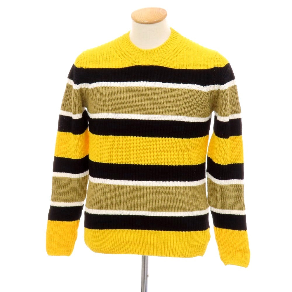 【新品】ザノーネ ZANONE ミドルゲージ コットン ボーダー クルーネック プルオーバーニット イエローxブラック【 44 】【 状態ランクN 】【 メンズ 】