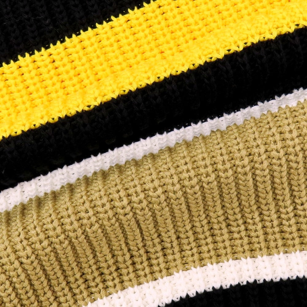 【新品】ザノーネ ZANONE ミドルゲージ コットン ボーダー クルーネック プルオーバーニット イエローxブラック【 44 】【 状態ランクN 】【 メンズ 】