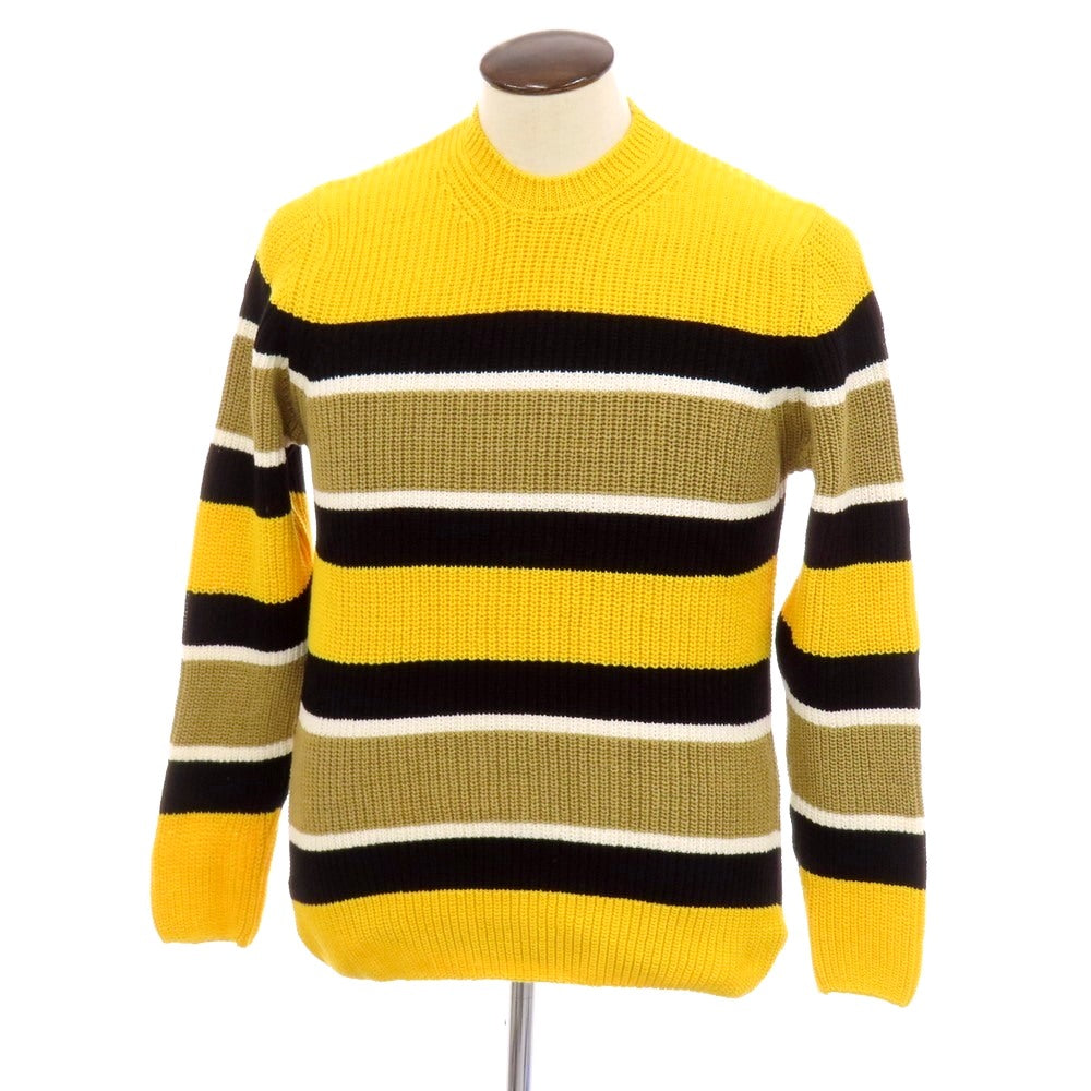 【新品】ザノーネ ZANONE ミドルゲージ コットン ボーダー クルーネック プルオーバーニット イエローxブラック【 50 】【 状態ランクN 】【 メンズ 】