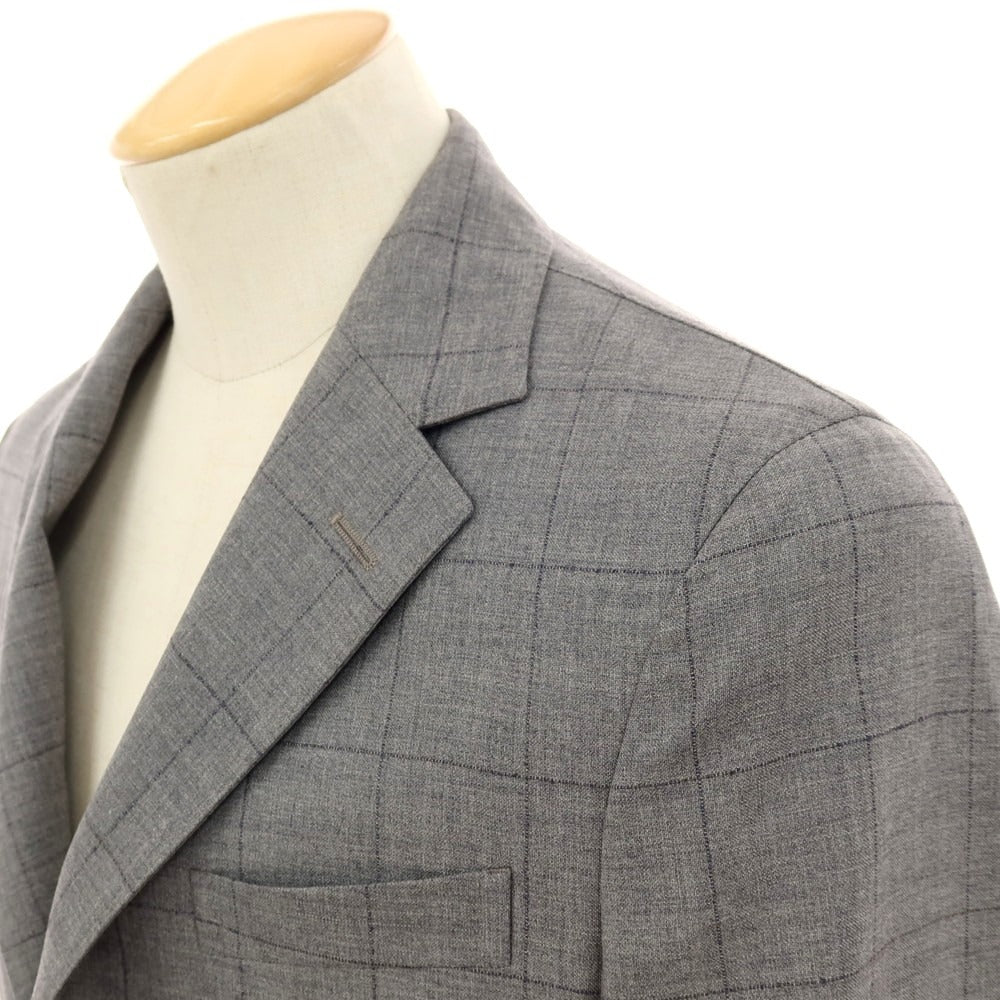 【中古】ボリオリ BOGLIOLI DOVER ウール チェック テーラードジャケット グレーxネイビー【 44 】【 状態ランクC 】【 メンズ 】