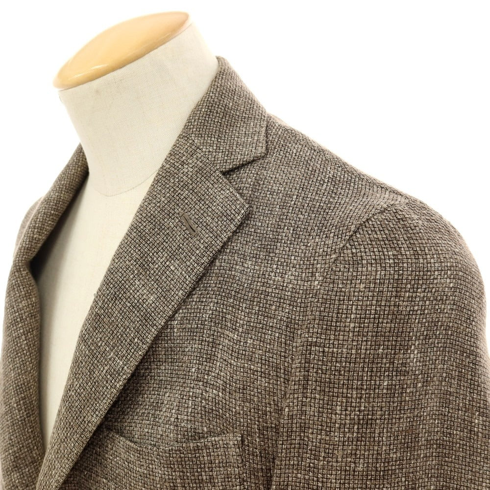 【中古】バルバ BARBA シルクリネンコットン テーラードジャケット カーキブラウン系【 44 】【 状態ランクC 】【 メンズ 】