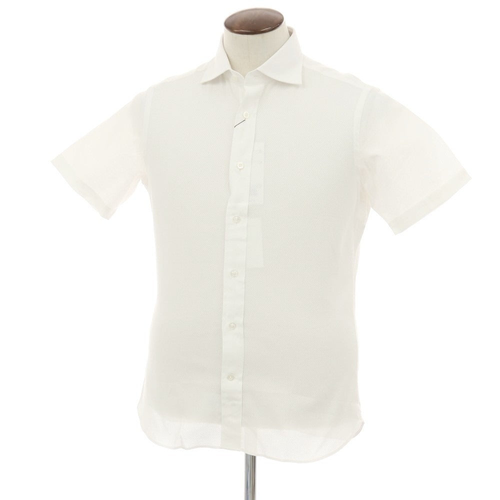 【中古】【未使用】ビームスエフ BEAMS F コットン ワイドカラー 半袖シャツ ホワイト【サイズL】【 状態ランクS 】【 メンズ 】