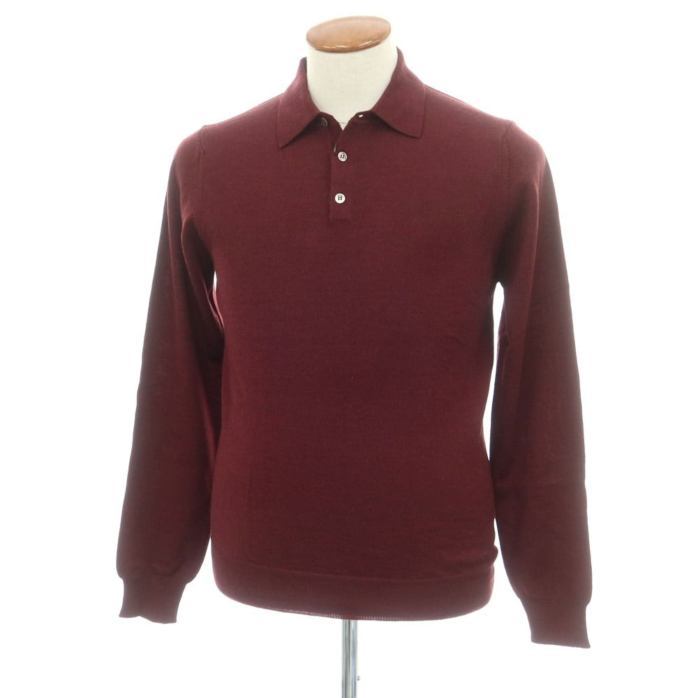 【中古】【未使用】ビームスエフ BEAMS F ハイゲージ ウール 長袖 ポロニット ボルドー【 48 】【 状態ランクS 】【 メンズ 】