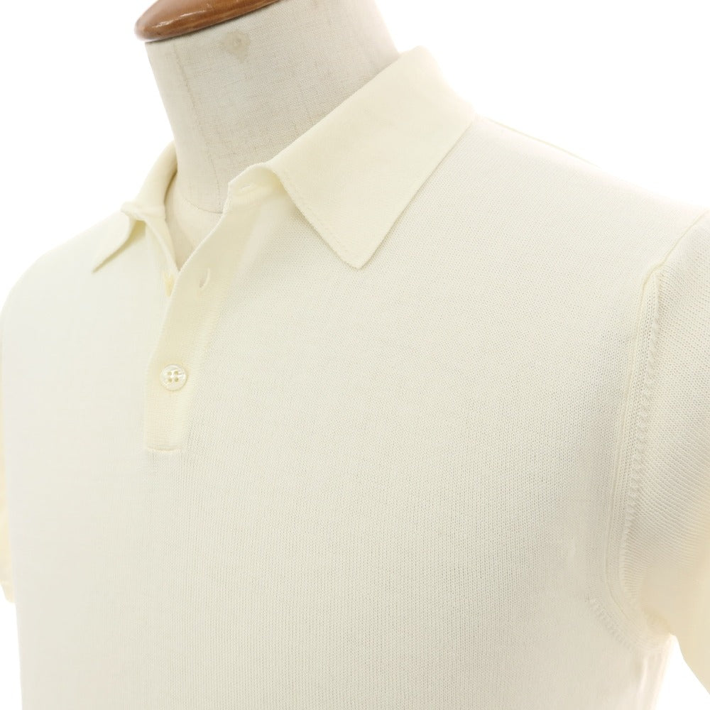 【中古】ビームスエフ BEAMS F ハイゲージ コットン 半袖 ポロニット アイボリー【サイズ48】【 状態ランクA 】【 メンズ 】