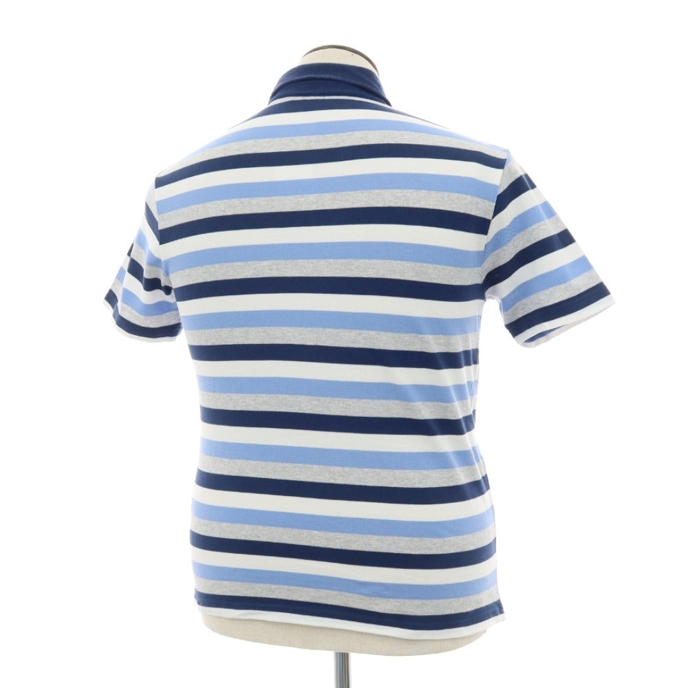 【中古】マック ジョージ Mc George 鹿の子 コットン ボーダー 半袖ポロシャツ ネイビーxブルー【サイズ50】【 状態ランクC 】【 メンズ 】