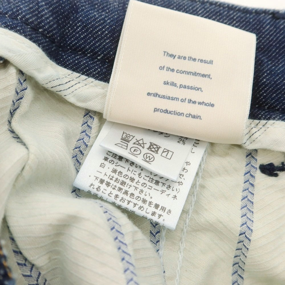 【中古】【未使用】チープラス C+ ストレッチ コットンリネン デニム カジュアルスラックスパンツ ネイビー【 33 】【 状態ランクS 】【 メンズ 】