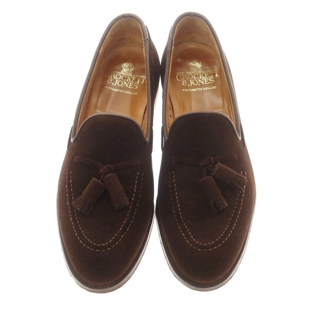 【中古】クロケットアンドジョーンズ CROCKETT&JONES CAVENDISH2 スエード タッセルローファー ダークブラウン【 6 E 】【 状態ランクB 】【 メンズ 】