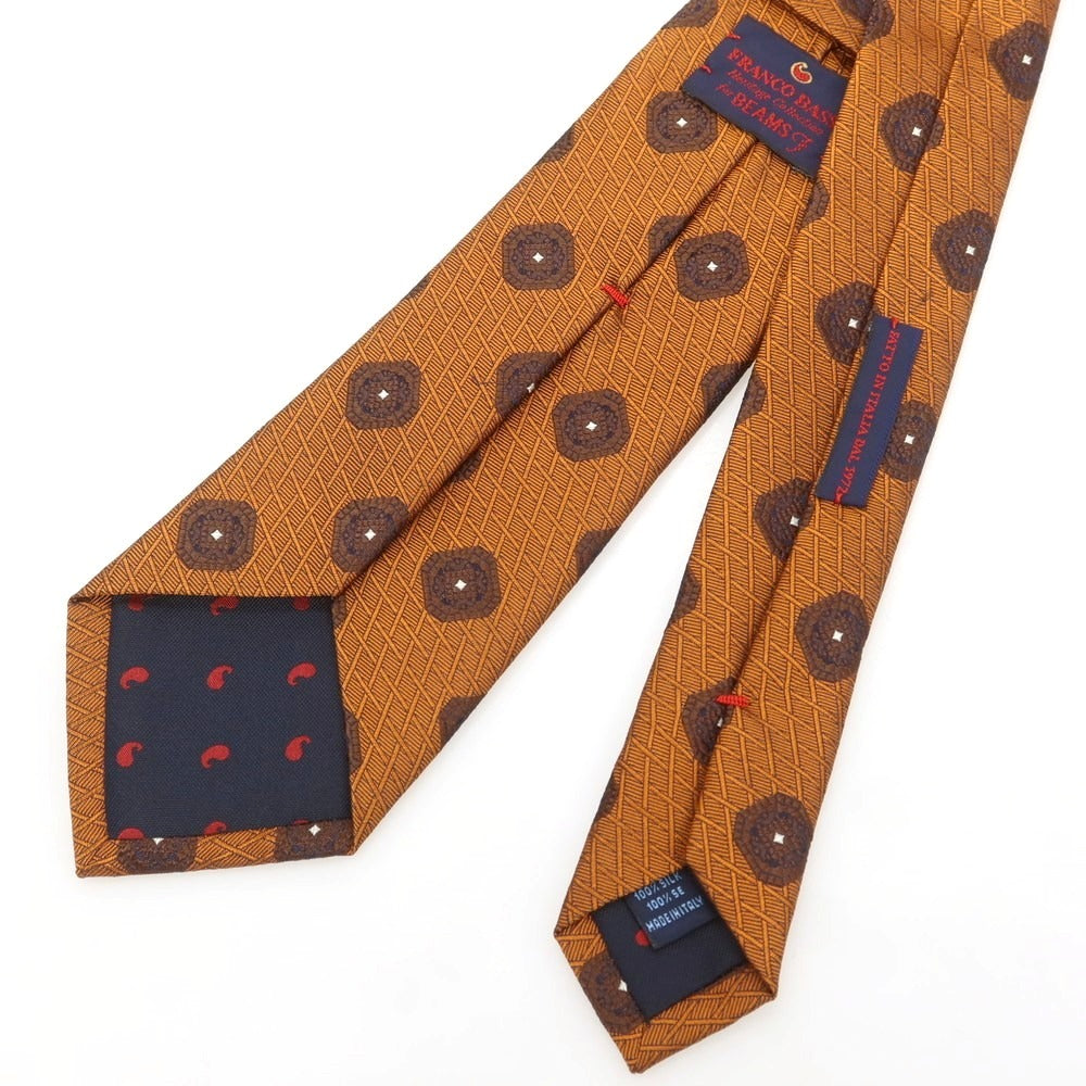 【中古】フランコバッシ FRANCO BASSI シルク 無地ネクタイ オレンジxブラウン【 状態ランクA 】【 メンズ 】