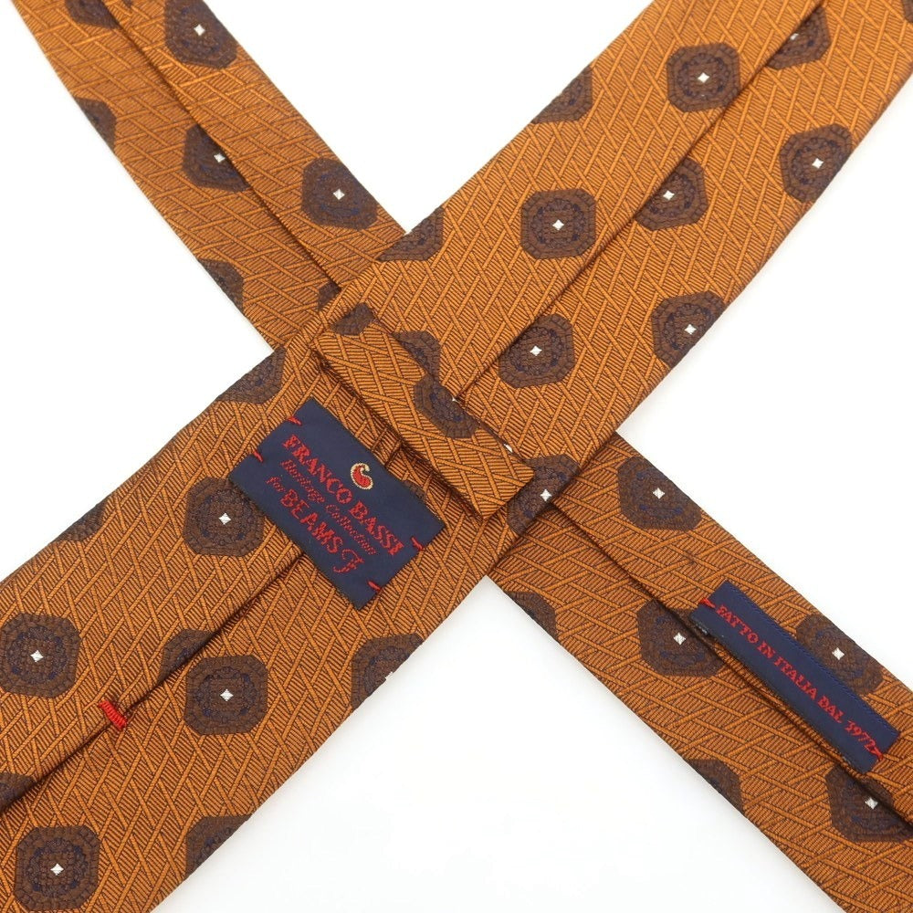 【中古】フランコバッシ FRANCO BASSI シルク 無地ネクタイ オレンジxブラウン【 状態ランクA 】【 メンズ 】