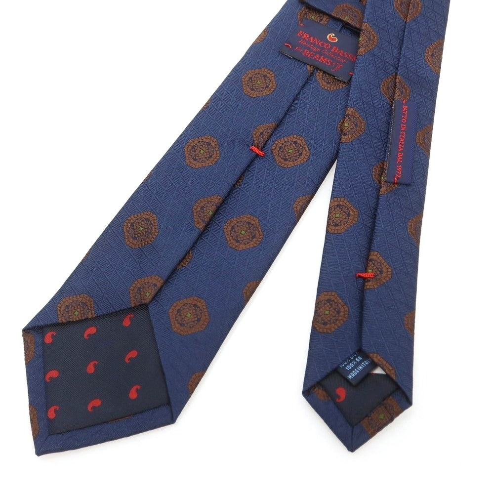 【中古】フランコバッシ FRANCO BASSI シルク 無地ネクタイ ネイビーxブラウン【 状態ランクA 】【 メンズ 】