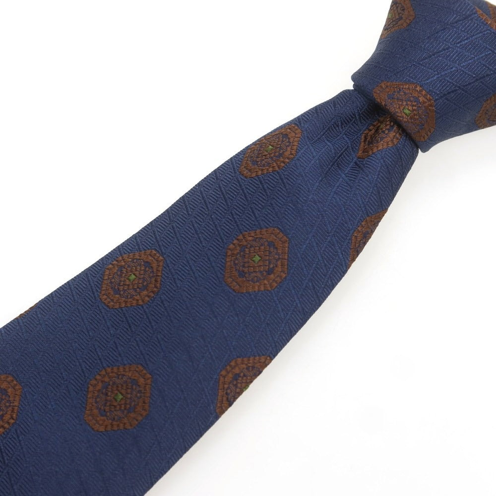 【中古】フランコバッシ FRANCO BASSI シルク 無地ネクタイ ネイビーxブラウン【 状態ランクA 】【 メンズ 】