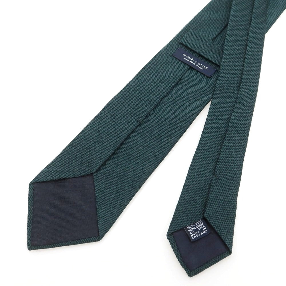 【中古】マイケル J ドレイク Michael J. Drake シルク 無地ネクタイ ダークグリーン【 状態ランクA 】【 メンズ 】