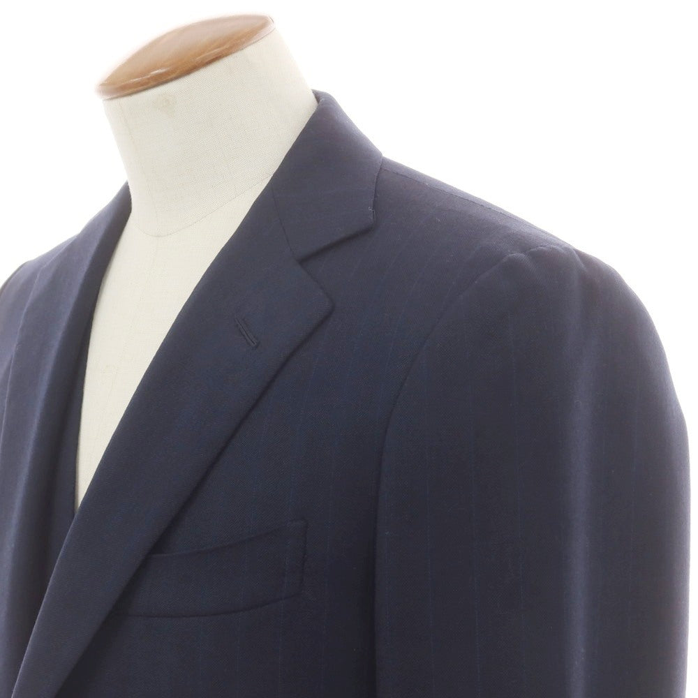 【中古】ペコラ 銀座 PECORA GINZA ウール系 スリーピース 3つボタンスーツ ネイビー【 表記なし(M位) 】【 状態ランクB 】【 メンズ 】