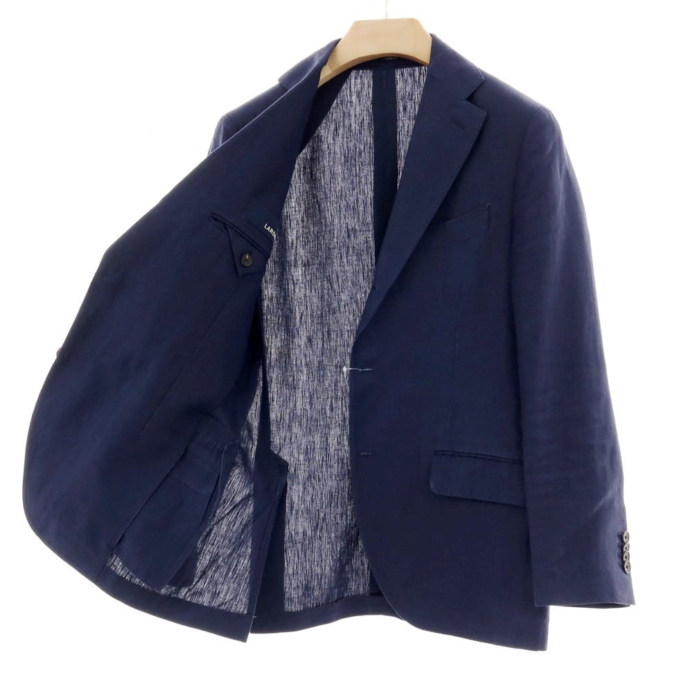 【中古】ラルディーニ LARDINI リネン 3つボタンスーツ ネイビー【サイズ46】【 状態ランクC 】【 メンズ 】