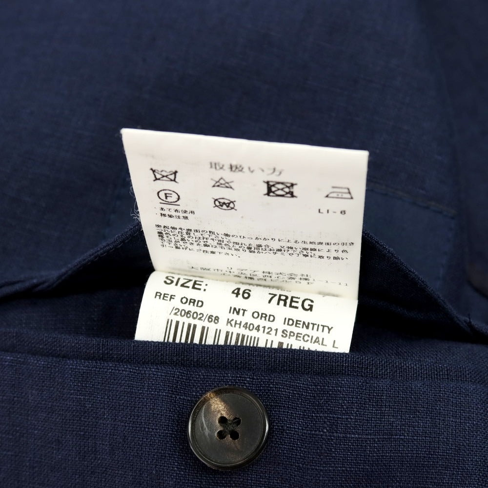 【中古】ラルディーニ LARDINI リネン 3つボタンスーツ ネイビー【サイズ46】【 状態ランクC 】【 メンズ 】