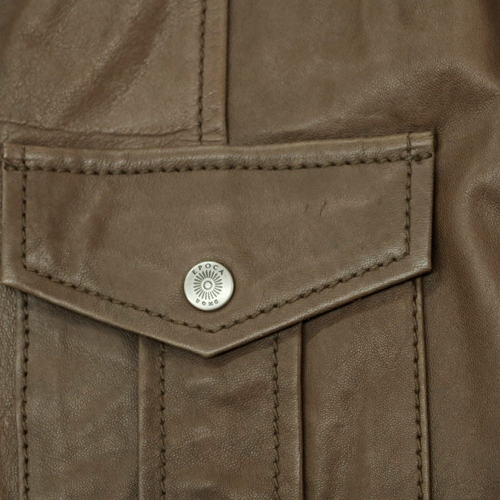 【中古】エポカウォモ EPOCA UOMO ラムレザー シャツジャケット アッシュブラウン【 46 】【 状態ランクC 】【 メンズ 】