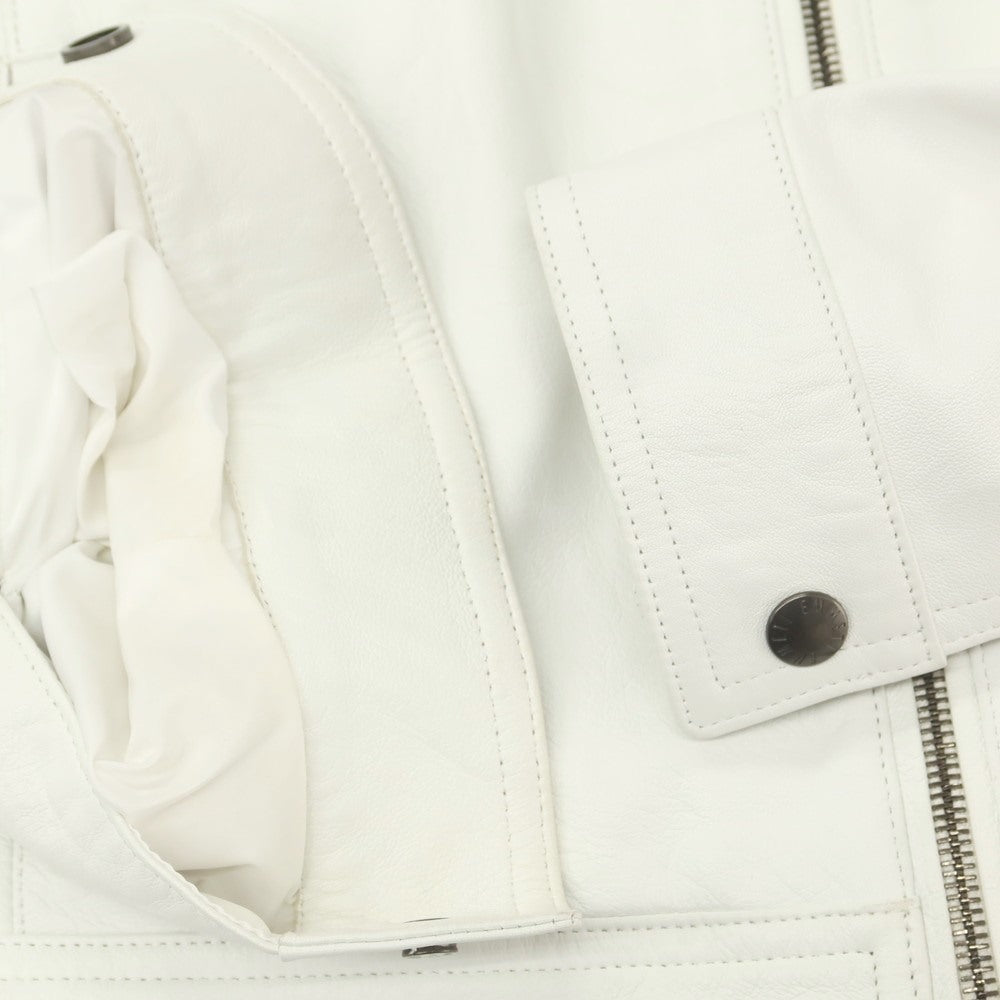 【中古】エンメティ EMMETI ラムスキン シングル ライダースジャケット ホワイト【 46 】【 状態ランクB 】【 メンズ 】