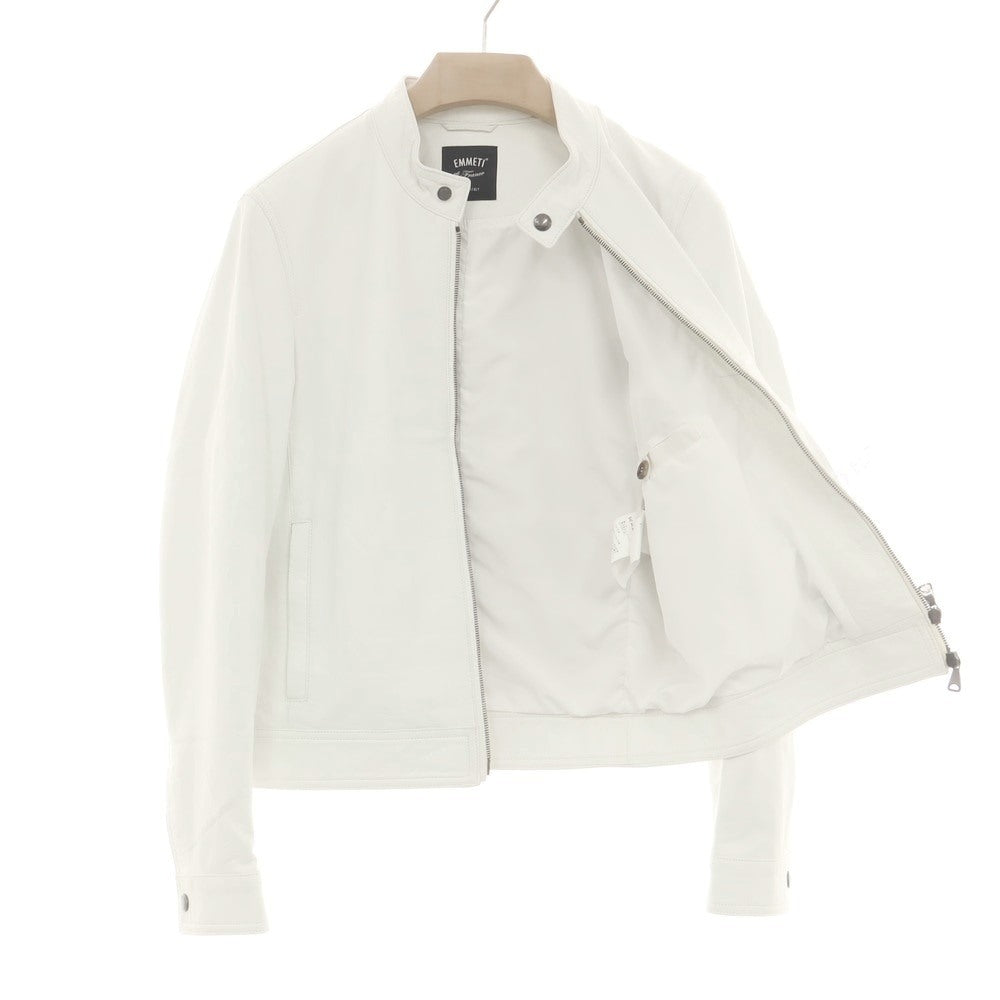 【中古】エンメティ EMMETI ラムスキン シングル ライダースジャケット ホワイト【 46 】【 状態ランクB 】【 メンズ 】