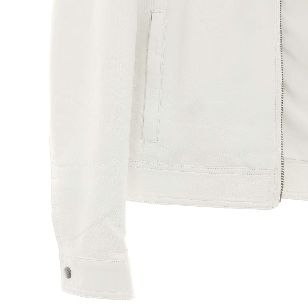 【中古】エンメティ EMMETI ラムスキン シングル ライダースジャケット ホワイト【 46 】【 状態ランクB 】【 メンズ 】