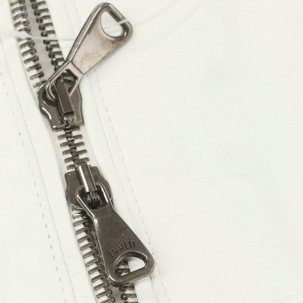 【中古】エンメティ EMMETI ラムスキン シングル ライダースジャケット ホワイト【 46 】【 状態ランクB 】【 メンズ 】