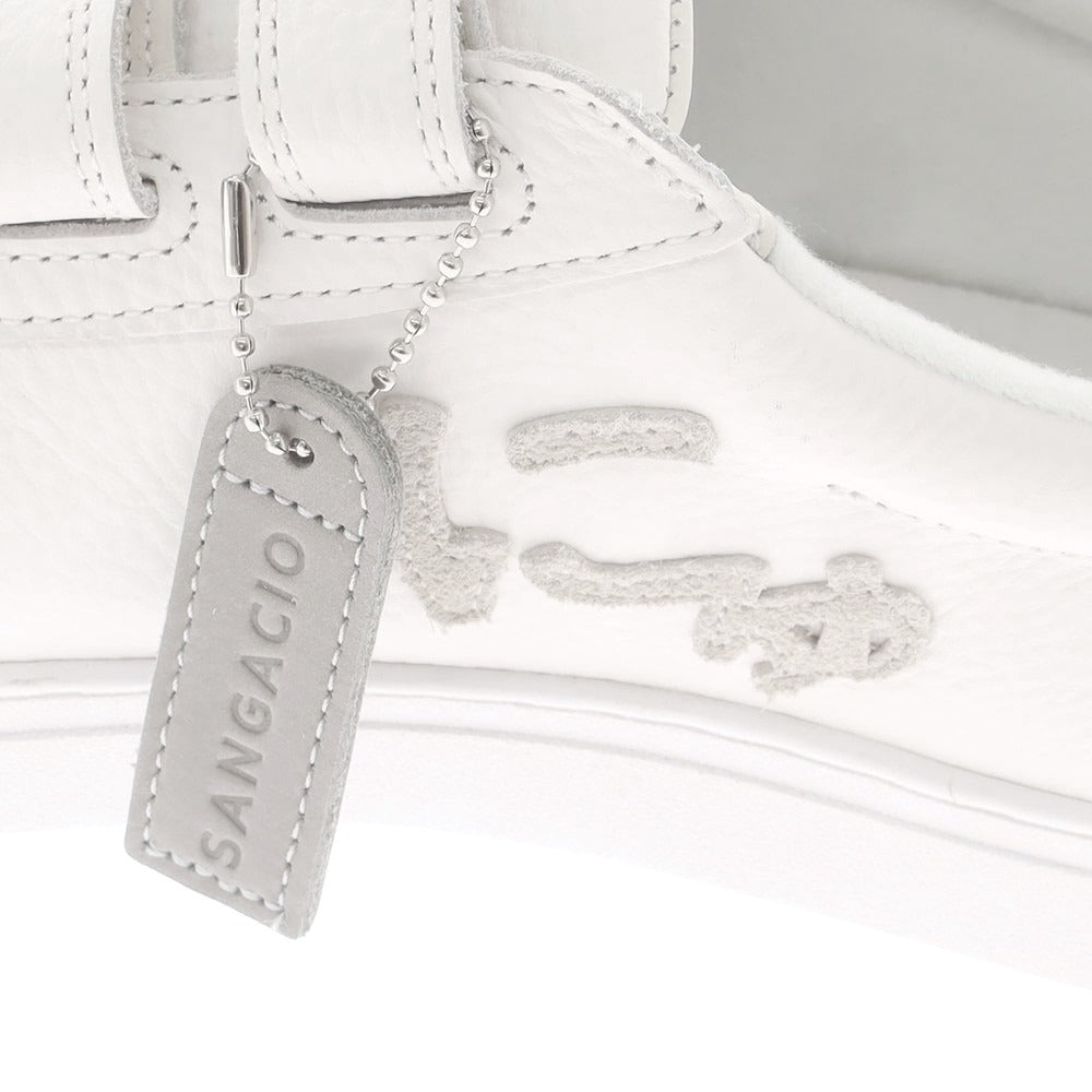 【中古】サンガッチョ Sangacio レザー ベルクロスニーカー オフホワイト【 25.5 】【 状態ランクB 】【 メンズ 】