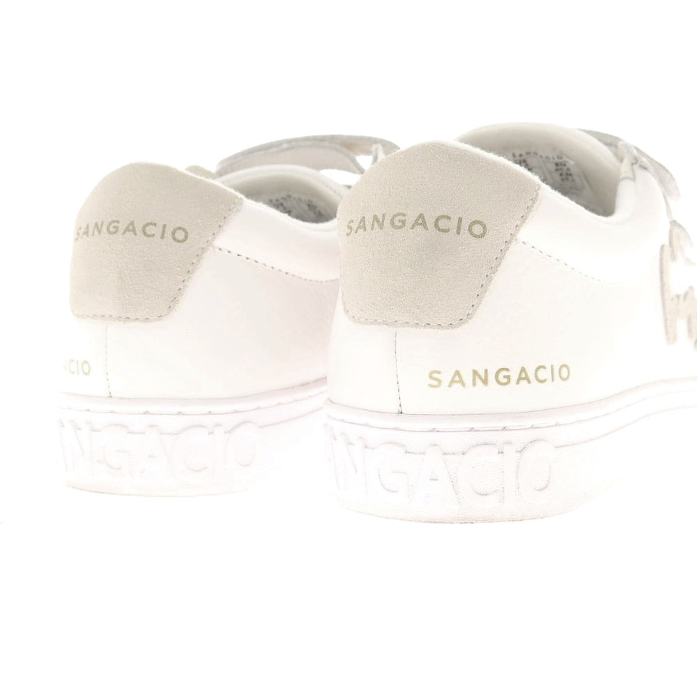 【中古】サンガッチョ Sangacio レザー ベルクロスニーカー オフホワイト【 25.5 】【 状態ランクB 】【 メンズ 】
