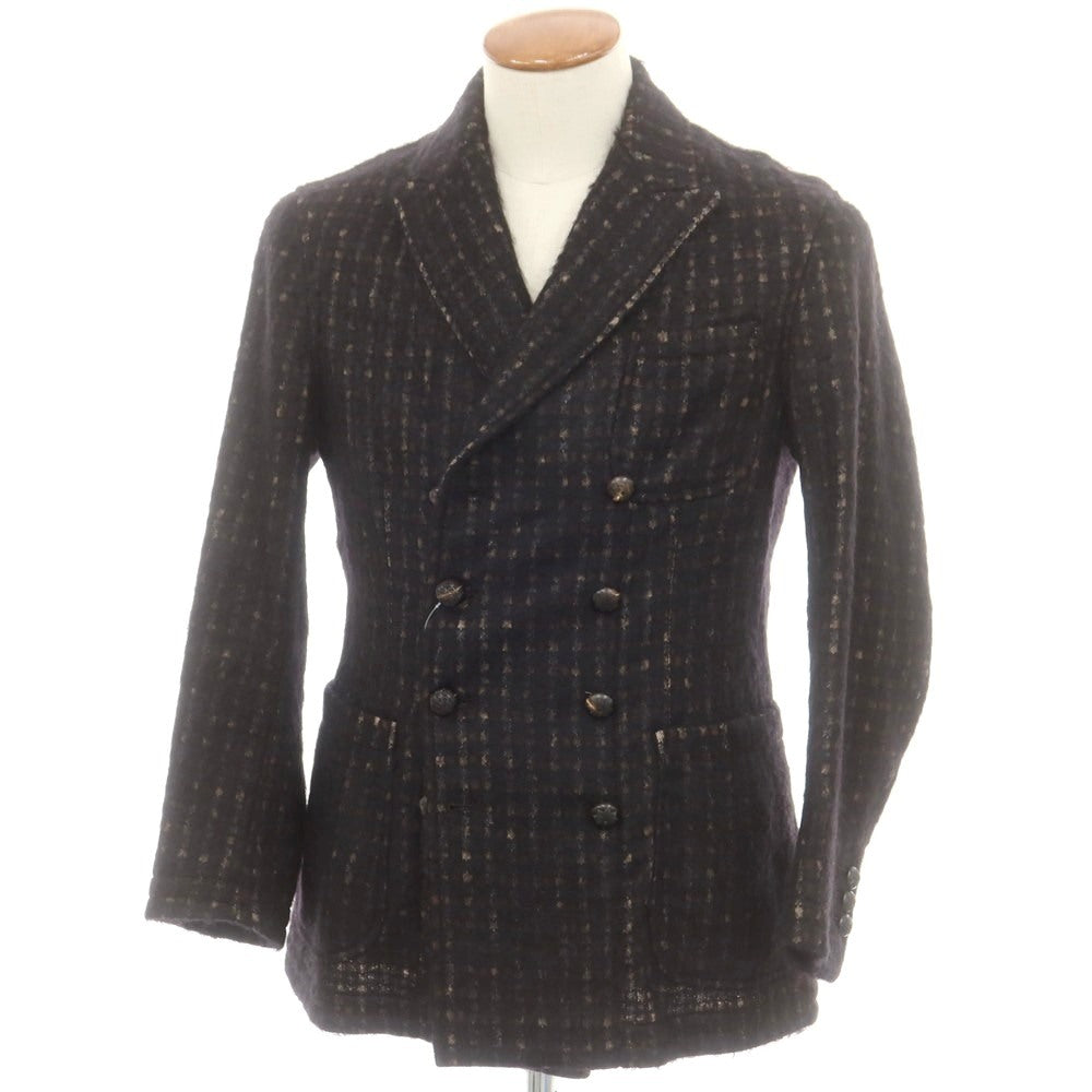 【中古】ザ ジジ THE GIGI コットンモヘヤウールナイロン チェック ダブル8B カジュアルジャケット ブラックxブラウン【 46 】【 状態ランクB 】【 メンズ 】