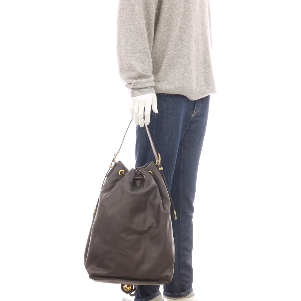 【中古】ティベリオフェレッティ TIBERIO FERRETTI 2WAY レザー ナップザック ダークブラウン【 状態ランクA 】【 メンズ 】