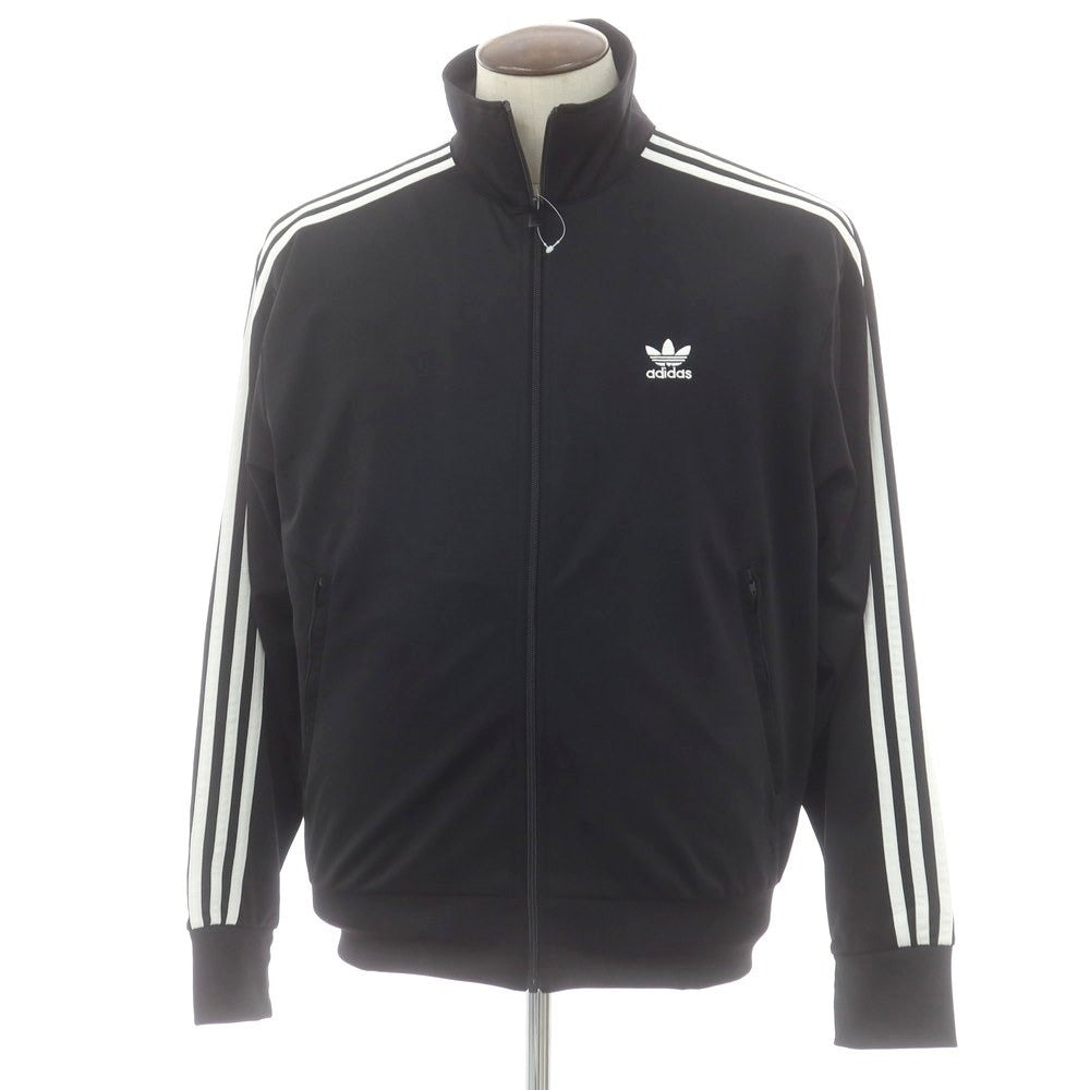 【中古】アディダス adidas ポリエステル スタンドカラー ジップアップ トラックジャケット ジャージ ブラックxホワイト【 XL(JPN) 】【 状態ランクB 】【 メンズ 】