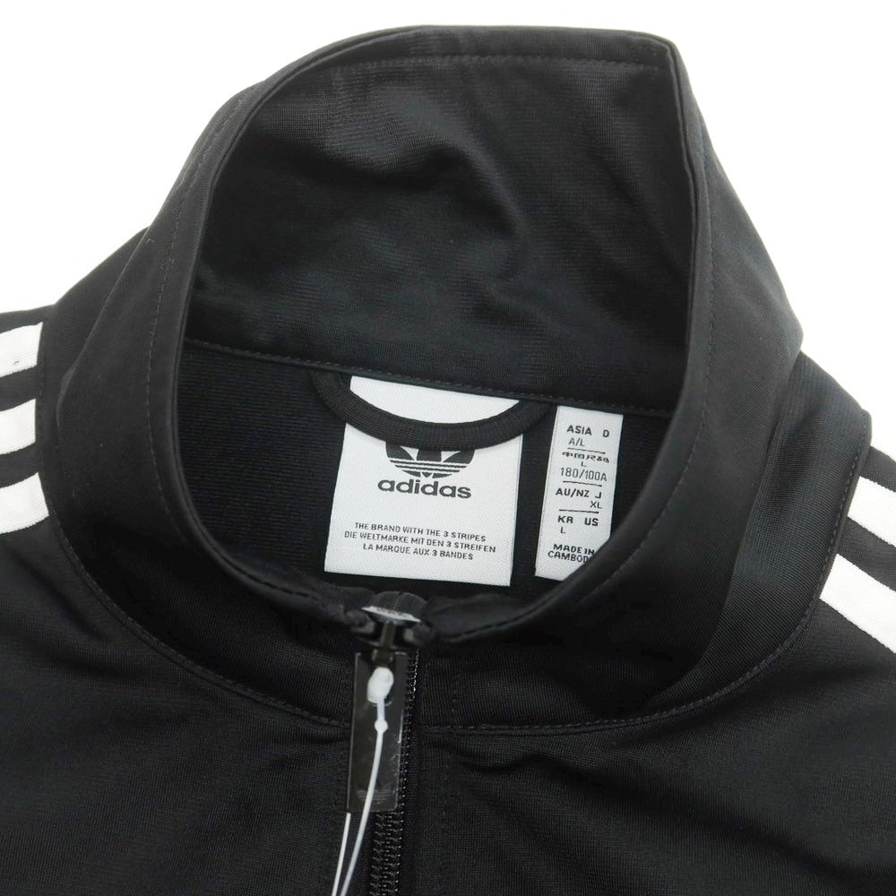 【中古】アディダス adidas ポリエステル スタンドカラー ジップアップ トラックジャケット ジャージ ブラックxホワイト【 XL(JPN) 】【 状態ランクB 】【 メンズ 】
