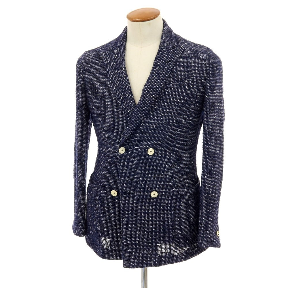 【中古】エルネスト ernesto GFB リネンウール ダブル カジュアルジャケット ネイビー×ホワイト【 50 】【 状態ランクB 】【 メンズ 】