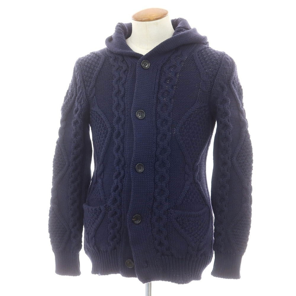 【中古】ロベルトコリーナ ROBERTO COLLINA ウール フーデッド カーディガン ライトネイビー【 48 】【 状態ランクB 】【 メンズ 】