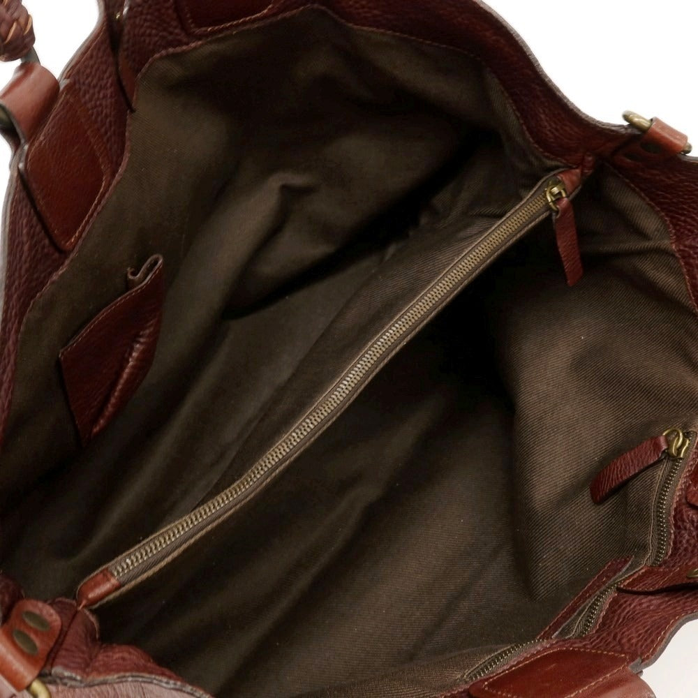 【中古】ファロルニ FALORNI レザー トートバッグ レッドブラウン【 状態ランクC 】【 メンズ 】