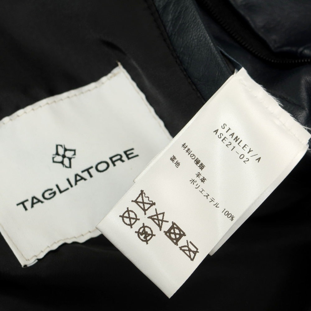 【中古】タリアトーレ TAGLIATORE STANLEY ラムレザー ダブルジップ シングルライダース レザーブルゾン ネイビー【 48 】【 状態ランクB 】【 メンズ 】
