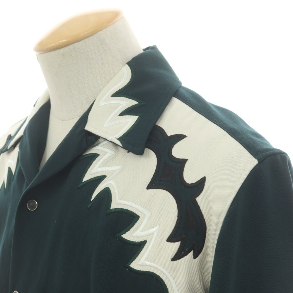 【中古】【未使用】トーガ TOGA Embroidery western shirt オープンカラー カジュアルシャツ ダークグリーン【 44 】【 状態ランクS 】【 メンズ 】