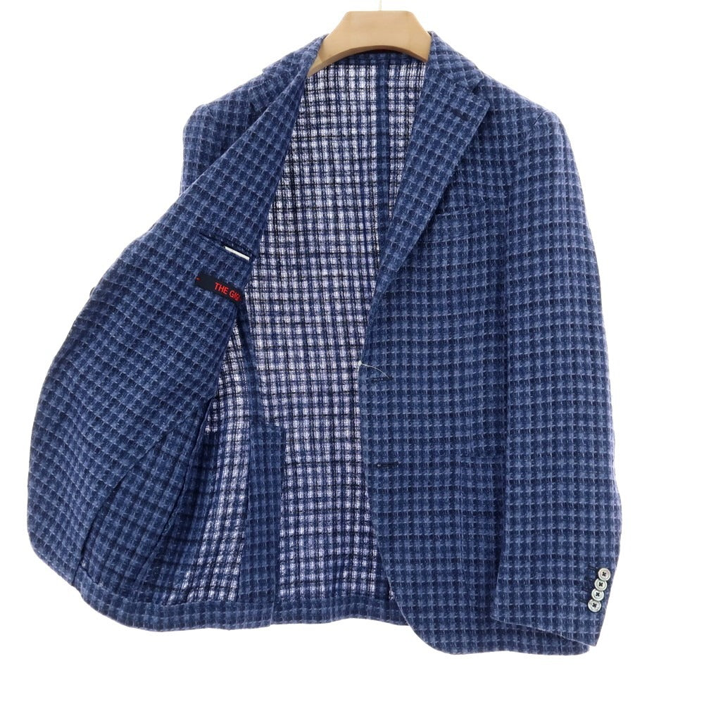 【中古】ザ ジジ THE GIGI リネンシルク チェック テーラードジャケット ブルー×ネイビー【 46 】【 状態ランクB 】【 メンズ 】