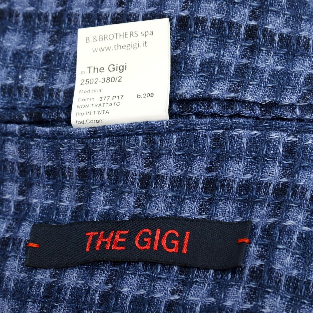 【中古】ザ ジジ THE GIGI リネンシルク チェック テーラードジャケット ブルー×ネイビー【 46 】【 状態ランクB 】【 メンズ 】