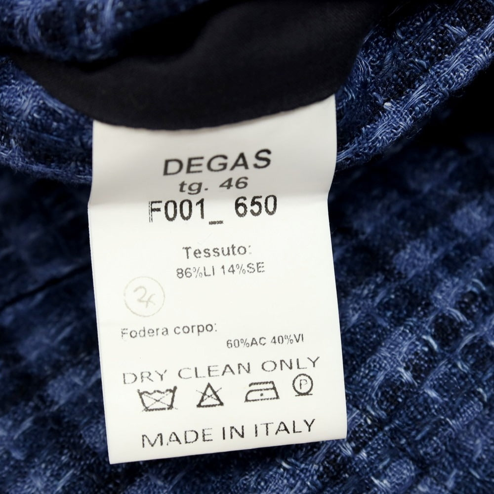 【中古】ザ ジジ THE GIGI リネンシルク チェック テーラードジャケット ブルー×ネイビー【 46 】【 状態ランクB 】【 メンズ 】