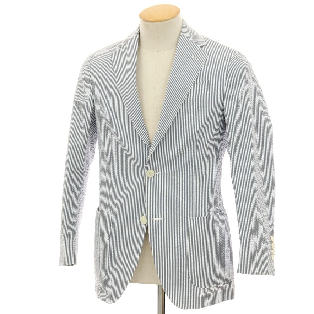 【中古】ラルディーニ LARDINI シアサッカーコットン カジュアルジャケット ブルーxホワイト【 42 】【 状態ランクB 】【 メンズ 】