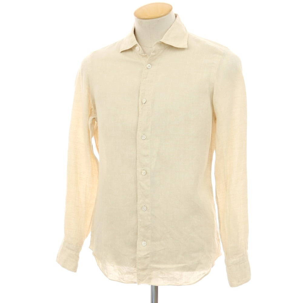 【中古】フィナモレ Finamore リネン ワイドカラー カジュアルシャツ ベージュ【サイズS】【 状態ランクB 】【 メンズ 】